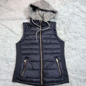 Special‎ One Vest Womens M Blue Puffer Hood Pockets Gorpcore Outdoors Comfort